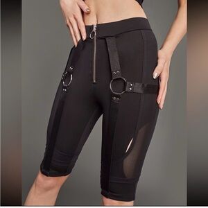 POSTER GIRL Black Bike Shorts with Strap Details